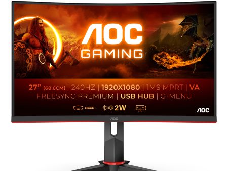 AOC C27G2ZU BK  27 LED FHD VA 1ms 240Hz FreeSync Curvo (Polvo en pantalla) Reacondicionado Sale