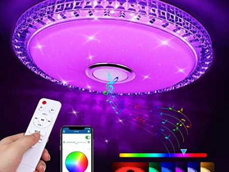 Lámpara LED Techo, Zorara 36W Plafon LED Techo con Altavoz Bluetooth Regulable RGB, Lampara Techo Habitacion LED con Control Remoto y APP, Plafon Cocina 3000-6500K Reacondicionado Cheap